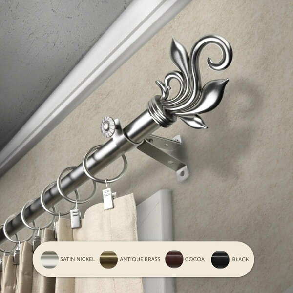 Kd Encimera 0.8125 in. Giles Curtain Rod with 120 to 170 in. Extension, Satin Nickel KD3738932